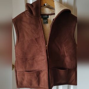 Ralph Lauren lined brown zip up vest
